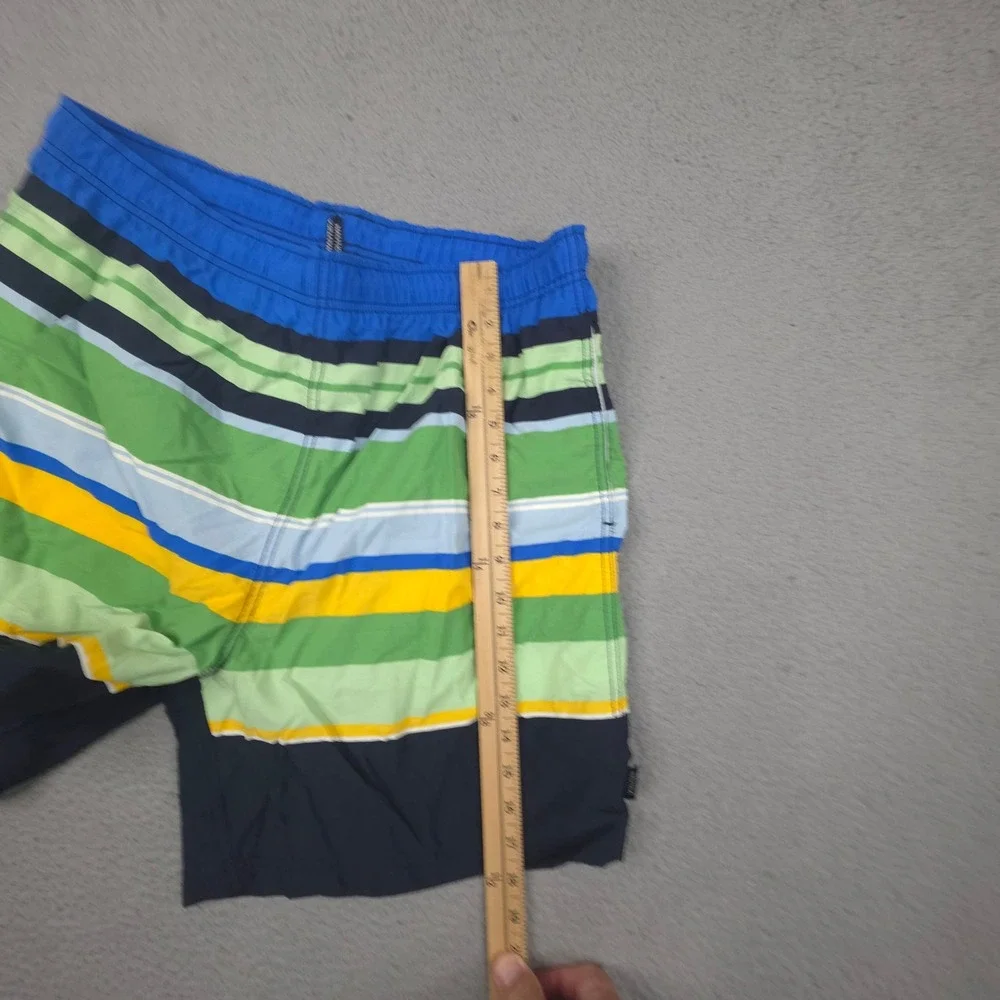 Vintage Nautica Swim Trunks Mens Large 34 Striped Blue Green Yellow Lined Shorts